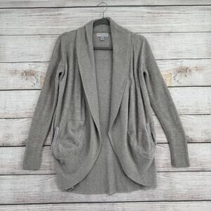 Barefoot Dreams CozyChic Lite Open Front Cardigan Sweater Womens XS/S Gray Beige
